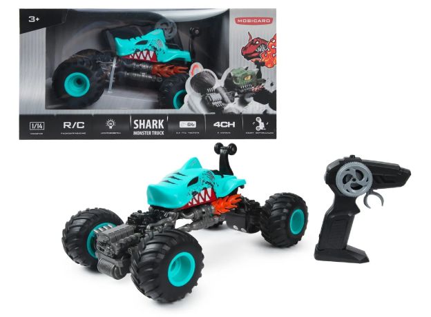 ماشین کنترلی Shark Monster Truck طرح کوسه Crazon مدل آبی, تنوع: 333-FD22161-Shark Monster Truck Blue, image 