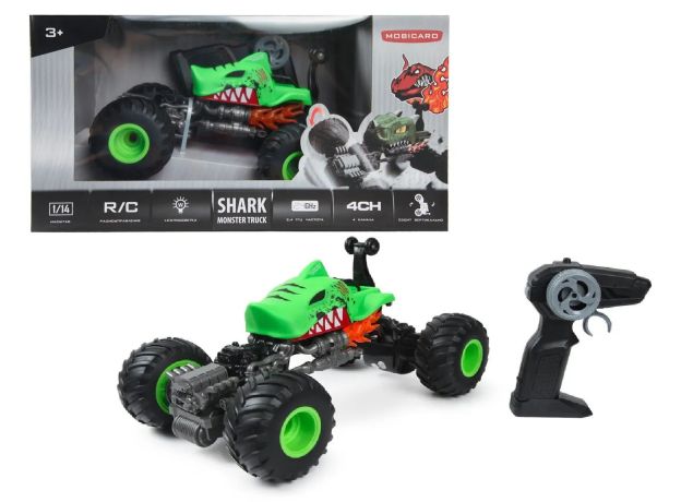 ماشین کنترلی Shark Monster Truck طرح کوسه Crazon مدل سبز, تنوع: 333-FD22161-Shark Monster Truck Green, image 