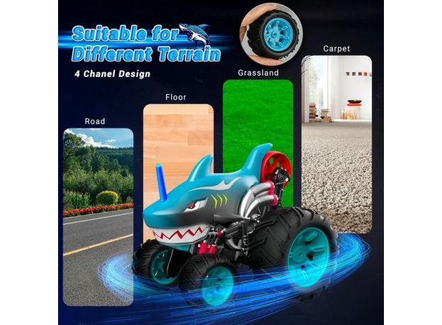 ماشین کنترلی 5 چرخ Shark Stunt Car طرح کوسه Crazon با مقیاس 1:14, image 3