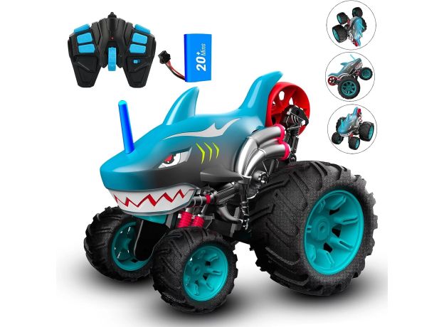 ماشین کنترلی 5 چرخ Shark Stunt Car طرح کوسه Crazon با مقیاس 1:14, image 