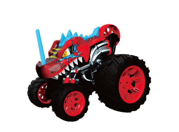 ماشین کنترلی 5 چرخ Shark Monster Truck طرح دایناسور قرمز Crazon با مقیاس 1:14, image 3