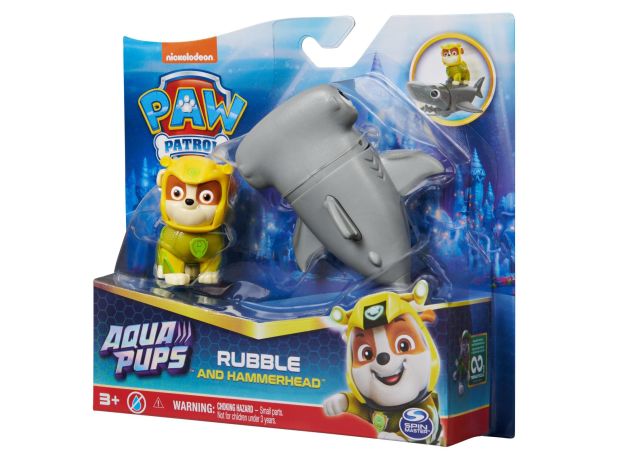 فیگور رابل همراه با کوسه سر چکشی کوچولو سگ های نگهبان Paw Patrol سری Aqua Pups, تنوع: 6065411-Rubble, image 10