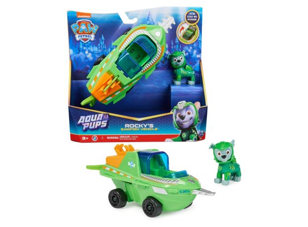 زیردریایی اره ماهی همراه با فیگور راکی سگ های نگهبان Paw Patrol سری Aqua Pups, تنوع: 6065229-Rocky, image 