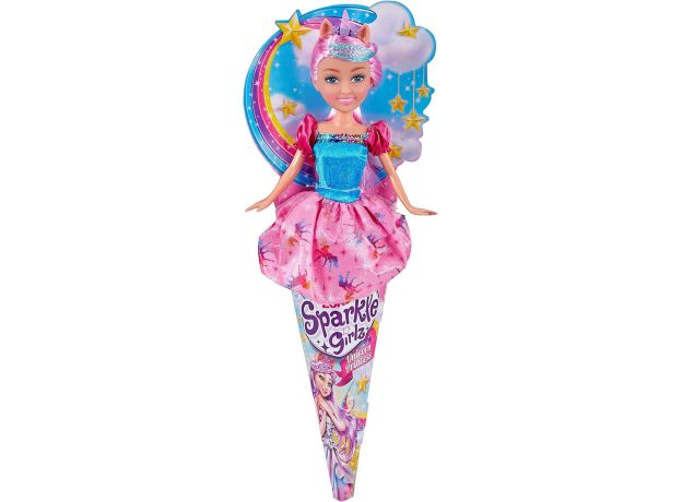 عروسک قیفی یونیکورن Sparkle Girlz مدل Unicorn Princess با موهای صورتی و شاخ صورتی, image 
