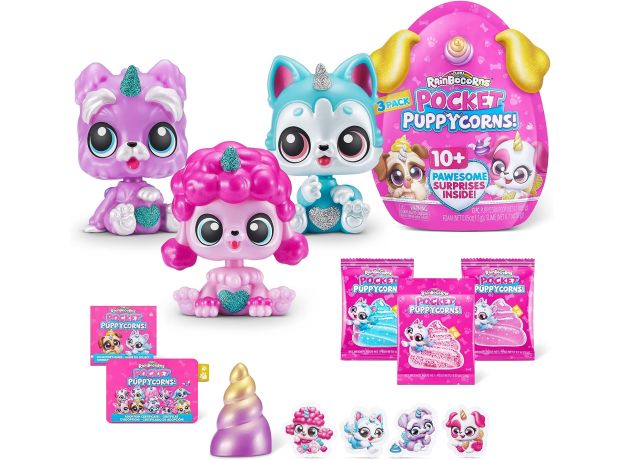 عروسک سورپرایزی رینبوکورنز RainBocoRns سری Pocket Puppycorns 10 سورپرایزی با شاخ بنفش, تنوع: 9284SQ1-Purple, image 