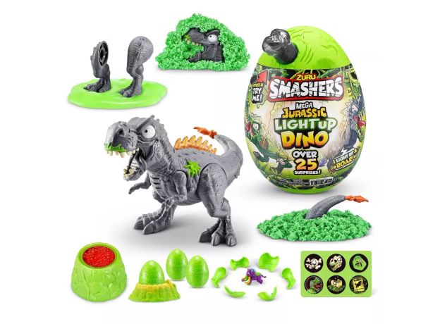 تخم داینو اسمشرز Smashers سری مگا ژوراسیک لایت آپ Mega Jurassic Lightup چراغدار با استخوان طوسی, تنوع: 74108-Gray, image 