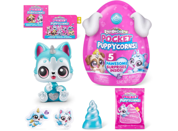 عروسک سورپرایزی رینبوکورنز RainBocoRns سری Pocket Puppycorns 5 سورپرایزی با شاخ آبی, تنوع: 9285SQ1-Blue, image 