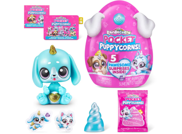 عروسک سورپرایزی رینبوکورنز RainBocoRns سری Pocket Puppycorns 5 سورپرایزی با شاخ آبی, تنوع: 9285SQ1-Blue, image 2