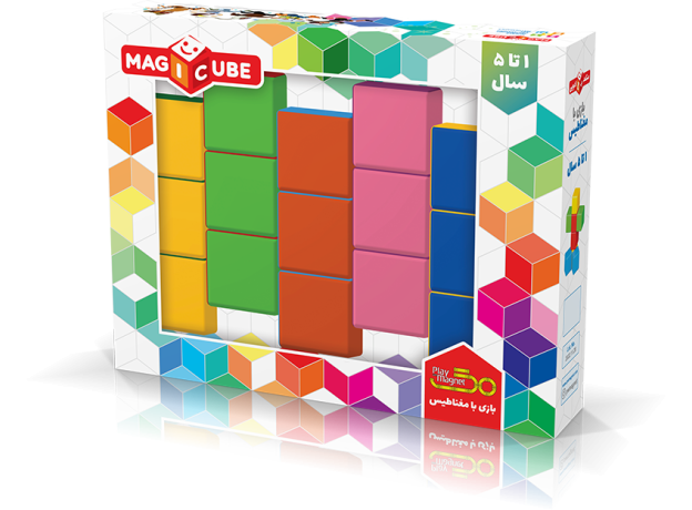 ست بازی مکعب جادویی 15 تایی رنگی پلی مگنت, image 