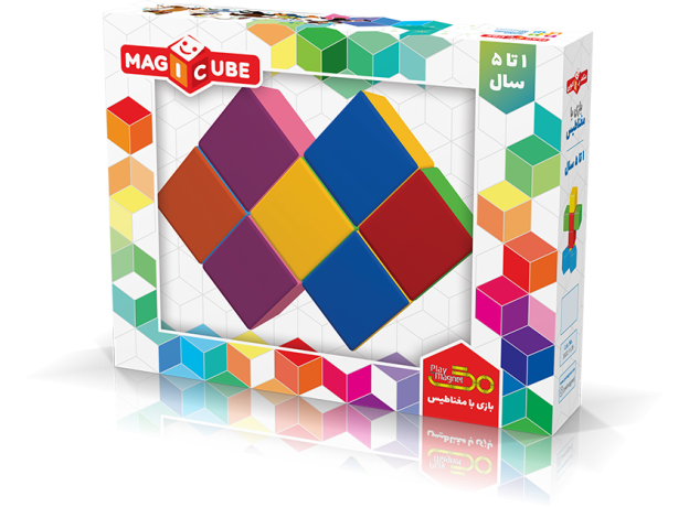 ست بازی مکعب جادویی 7 تایی رنگی پلی مگنت, image 