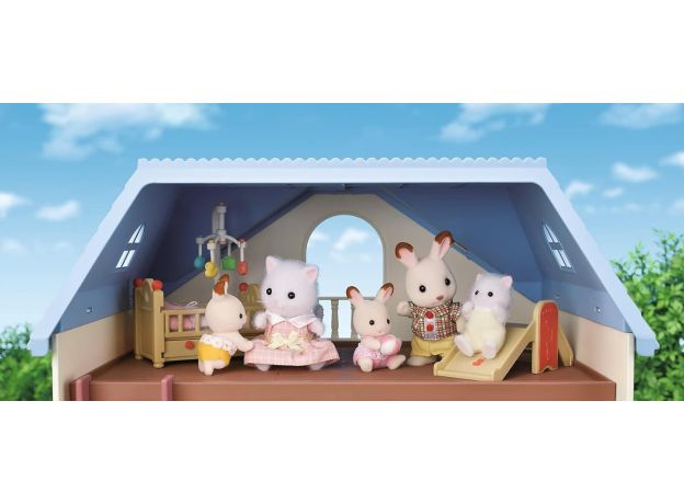 خانه 3 طبقه Blue Terrace همراه با عروسک مادر و فرزند Sylvanian Families, image 9