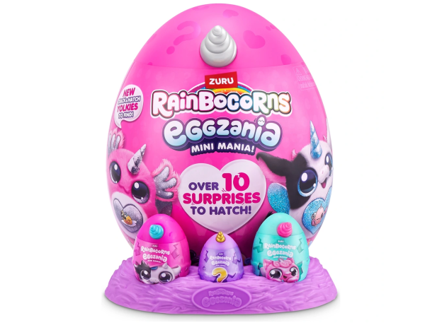 عروسک سورپرایزی رینبوکورنز RainBocoRns سری Eggzania Mini Mania با شاخ نقره ای, تنوع: 9296-Gray, image 