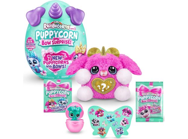 عروسک سورپرایزی رینبوکورنز RainBocoRns سری Puppycorn Bow Surprise با شاخ بنفش, تنوع: 9269 - Purple, image 