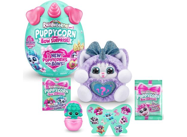 عروسک سورپرایزی رینبوکورنز RainBocoRns سری Puppycorn Bow Surprise با شاخ صورتی, تنوع: 9269 - Pink, image 