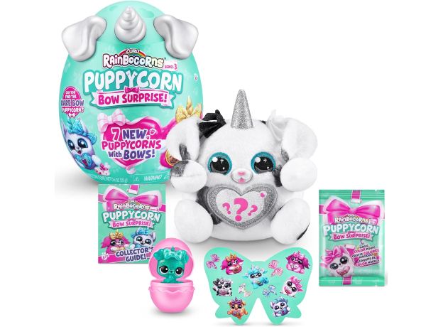 عروسک سورپرایزی رینبوکورنز RainBocoRns سری Puppycorn Bow Surprise با شاخ نقره ای, تنوع: 9269 - Silver, image 2