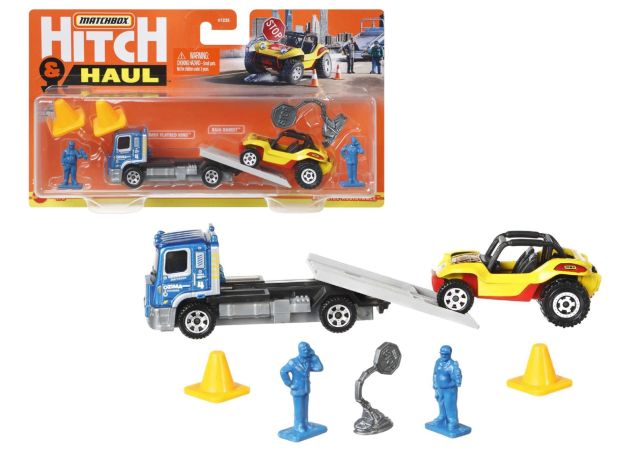 پک تریلر و ماشین Match Box سری Hitch and Haul مدل MBX Flatbed King, image 
