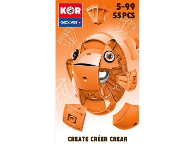 بازی مغناطیسی 55 قطعه‌ای جیومگ مدل KOR Orange, image 