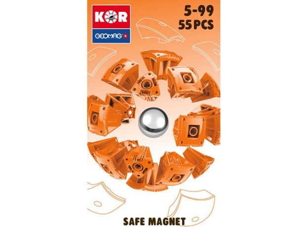 بازی مغناطیسی 55 قطعه‌ای جیومگ مدل KOR Orange, image 2