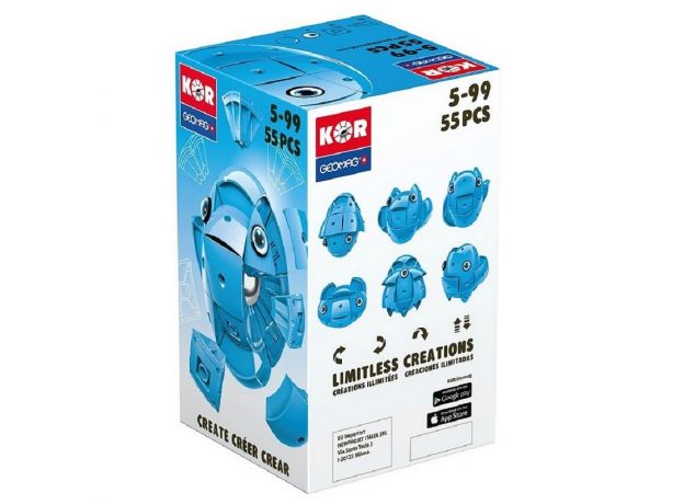 بازی مغناطیسی 55 قطعه‌ای جیومگ مدل KOR Blue, image 