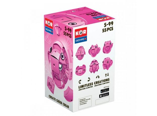 بازی مغناطیسی 55 قطعه‌ای جیومگ مدل KOR Pink, image 
