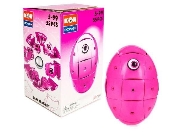 بازی مغناطیسی 55 قطعه‌ای جیومگ مدل KOR Pink, image 3