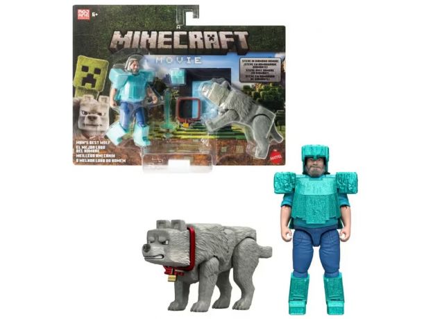 پک 2 تایی اکشن فیگورهای Minecraft مدل Man's Best Wolf, image 