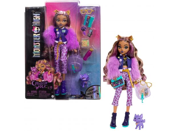 عروسک 30 سانتی Monster High مدل Clawdeen Wolf, تنوع: HRP65-Clawdeen Wolf, image 