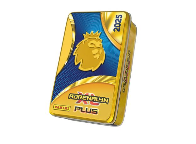 باکس فلزی کارت بازی 56 تایی فوتبالی Adrenalyn XL PLUS مدل Mega Tin سری Premier League فصل 2025 طلایی, تنوع: 4388-Gold, image 