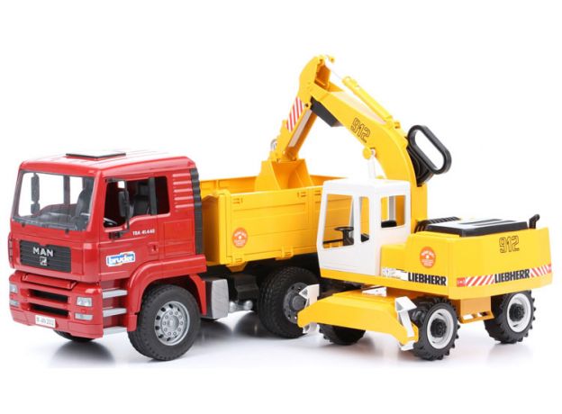 کامیون MAN TGA و بیل مکانیکی Liebherr برودر Bruder, image 5