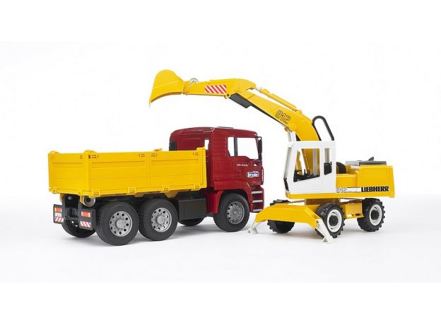 کامیون MAN TGA و بیل مکانیکی Liebherr برودر Bruder, image 3
