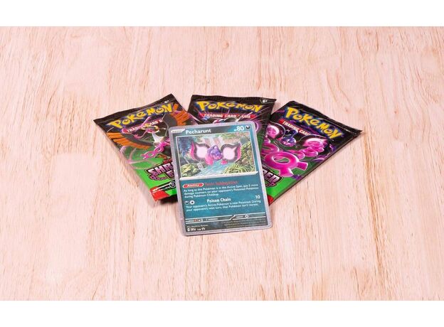 پک کارت بازی 30 تایی Pokemon سری Scarlet and Violet Shrouded Fable مدل Pecharunt, image 3