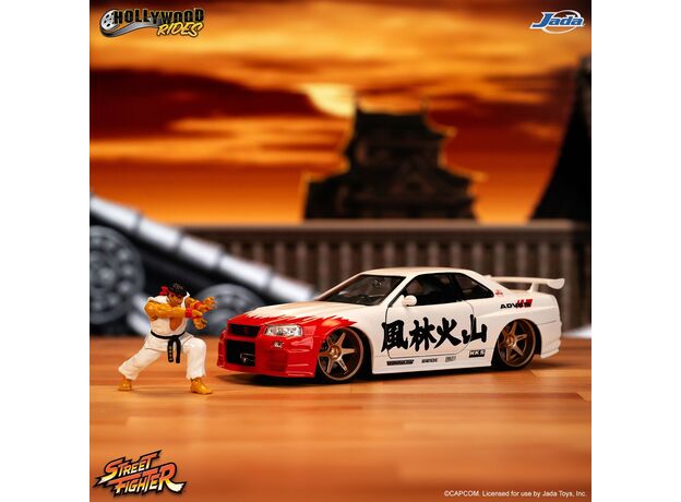 ماشین فلزی نیسان اسکای لاین 2002 مدل GT-R R34 و فیگور فلزی Ryu با مقیاس 1:24, تنوع: 253255071-Ryu, image 2