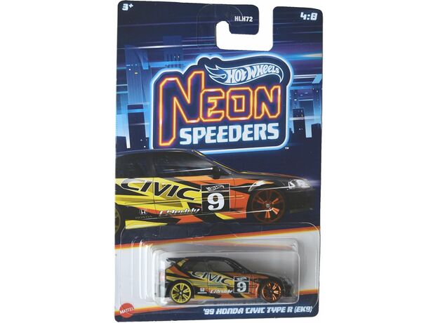 پک تکی ماشین Hot Wheels Premium سری Neon Speeders مدل 99 Honda Civic Type R (EK9), image 