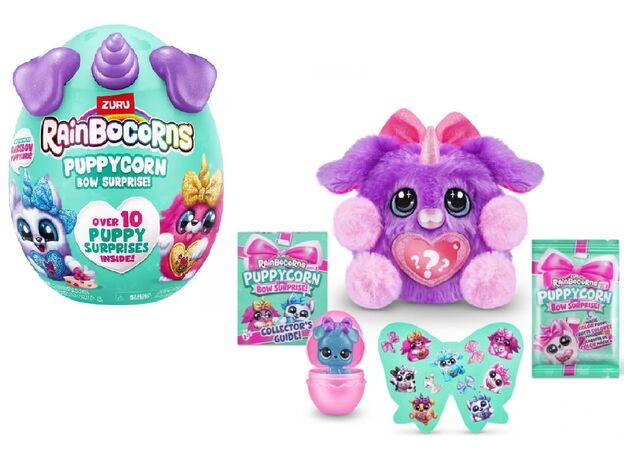 عروسک سورپرایزی رینبوکورنز RainBocoRns سری Puppycorn Bow Surprise با شاخ بنفش, تنوع: 9269 - Purple, image 