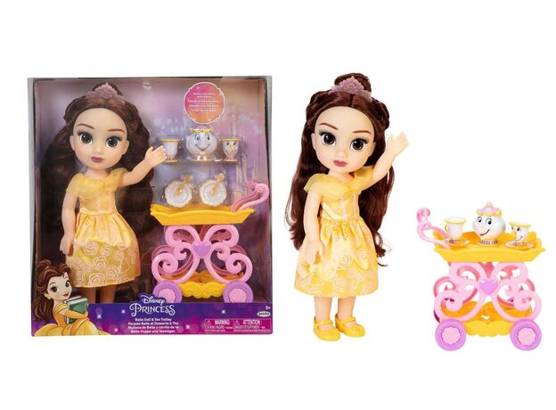 عروسک 35 سانتی پرنسس بل به همراه ترولی چای خوری Disney Princess, image 