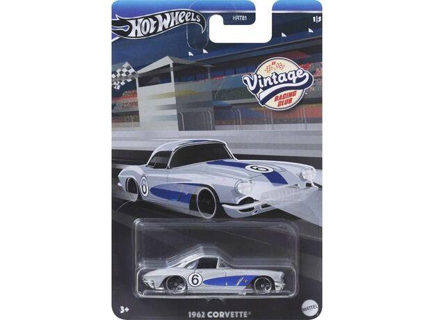 پک تکی ماشین‌ Hot wheels سری Vintage Racing Club مدل 1962 Corvette, تنوع: HRT81-Corvette, image 
