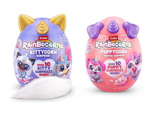 پک کمبو دوتایی عروسک های سورپرایزی رینبوکورنز RainBocoRns سری Kittycorn و Puppycorn مدل بنفش و طلایی, تنوع: 92123-Purple, image 