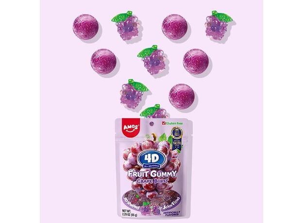 پاستیل 54 گرمی میوه ای انگور 4 بعدی Amos, تنوع: 51165-Grape, image 4