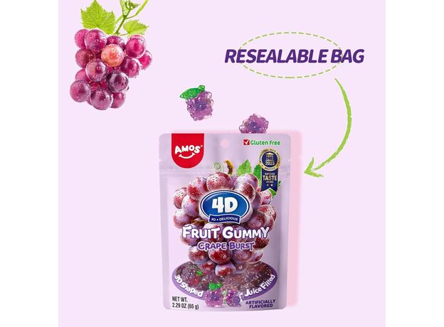 پاستیل 54 گرمی میوه ای انگور 4 بعدی Amos, تنوع: 51165-Grape, image 5