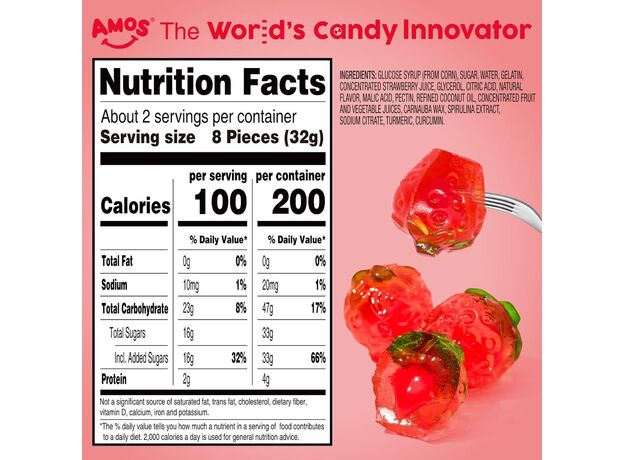 پاستیل 54 گرمی میوه ای توت فرنگی 4 بعدی Amos, تنوع: 51134-Strawberry, image 7