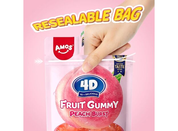 پاستیل 54 گرمی میوه ای هلو 4 بعدی Amos, تنوع: 73228-Peach, image 4