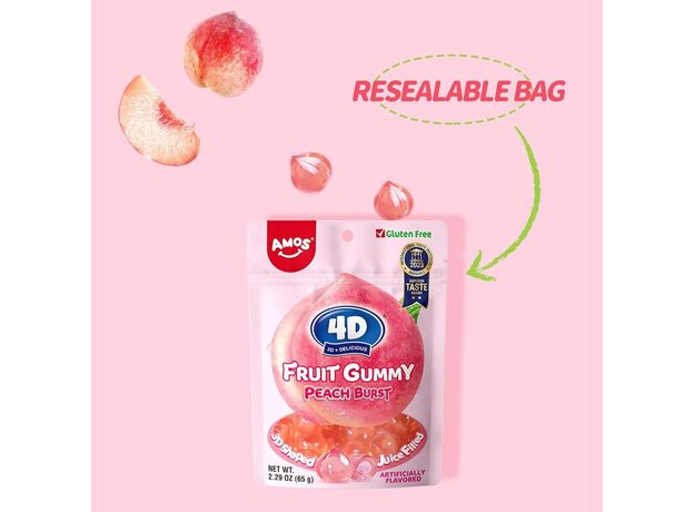 پاستیل 54 گرمی میوه ای هلو 4 بعدی Amos, تنوع: 73228-Peach, image 5