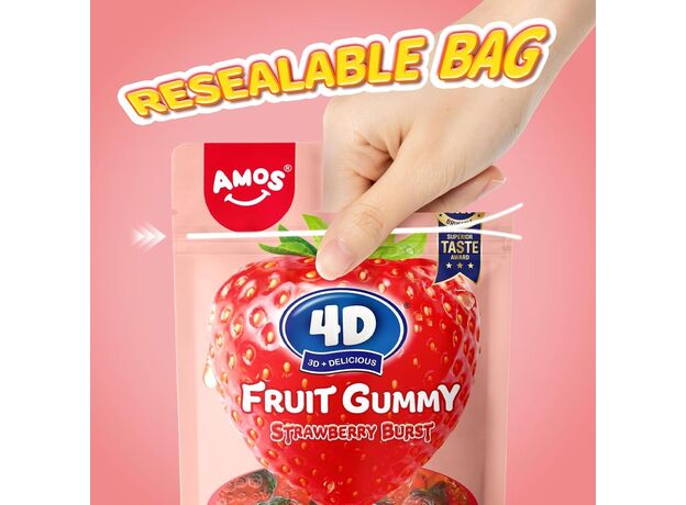 پاستیل 54 گرمی میوه ای توت فرنگی 4 بعدی Amos, تنوع: 51134-Strawberry, image 6