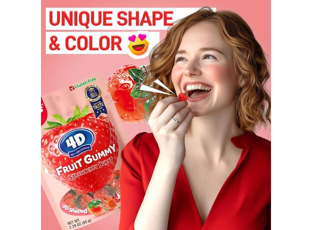 پاستیل 54 گرمی میوه ای توت فرنگی 4 بعدی Amos, تنوع: 51134-Strawberry, image 2