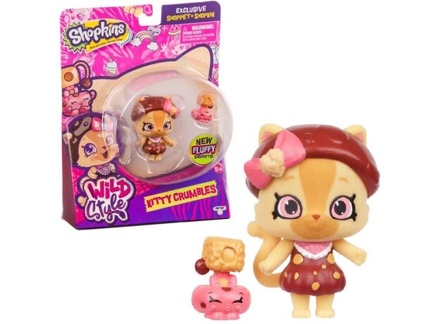 عروسک کیتی کرامبلز Shopkins سری Wild Style, تنوع: 56869-Kitty Crumbles, image 