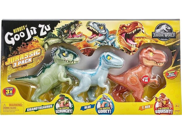 پک 3 تایی عروسک های فشاری گو جیت زو Goo Jit Zu سری Jurassic World, image 