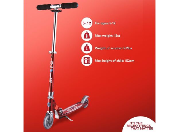 اسکوتر اسپرایت جمع شو مایکرو Micro قرمز پررنگ, تنوع: SA0178-Red Stripe, image 3