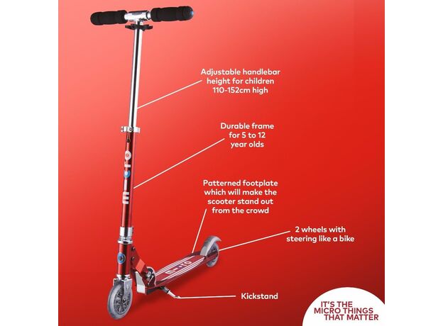 اسکوتر اسپرایت جمع شو مایکرو Micro قرمز پررنگ, تنوع: SA0178-Red Stripe, image 4