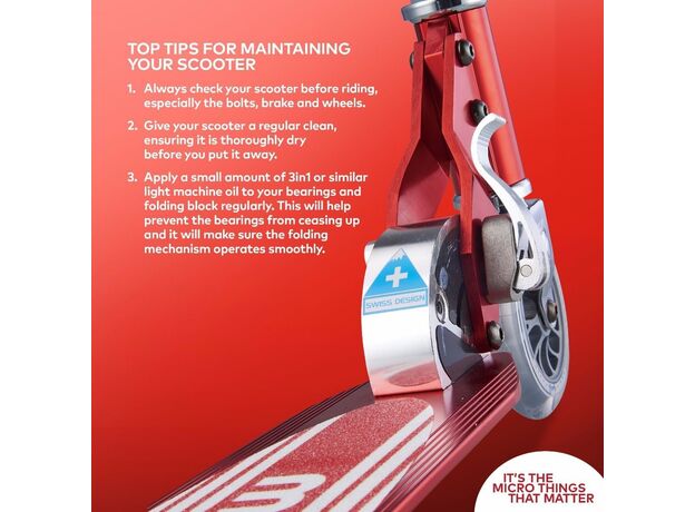 اسکوتر اسپرایت جمع شو مایکرو Micro قرمز پررنگ, تنوع: SA0178-Red Stripe, image 5