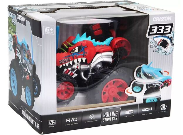 ماشین کنترلی 5 چرخ Shark Monster Truck طرح دایناسور قرمز Crazon با مقیاس 1:14, تنوع: WL22162-Red, image 5